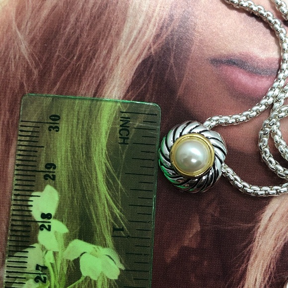 Silver Faux Pearl Necklace - Picture 4 of 4